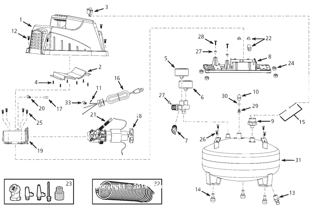 Air-Compressor Parts Diagram and Parts List for FP202901  Campbell Hausfeld Compressor